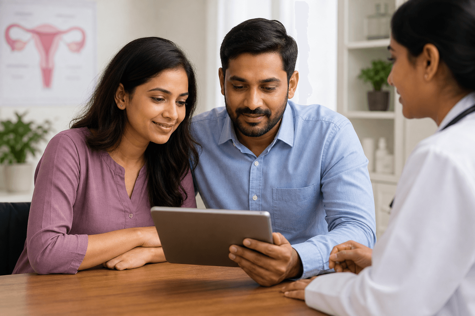 A couple reviewing their fertility result together